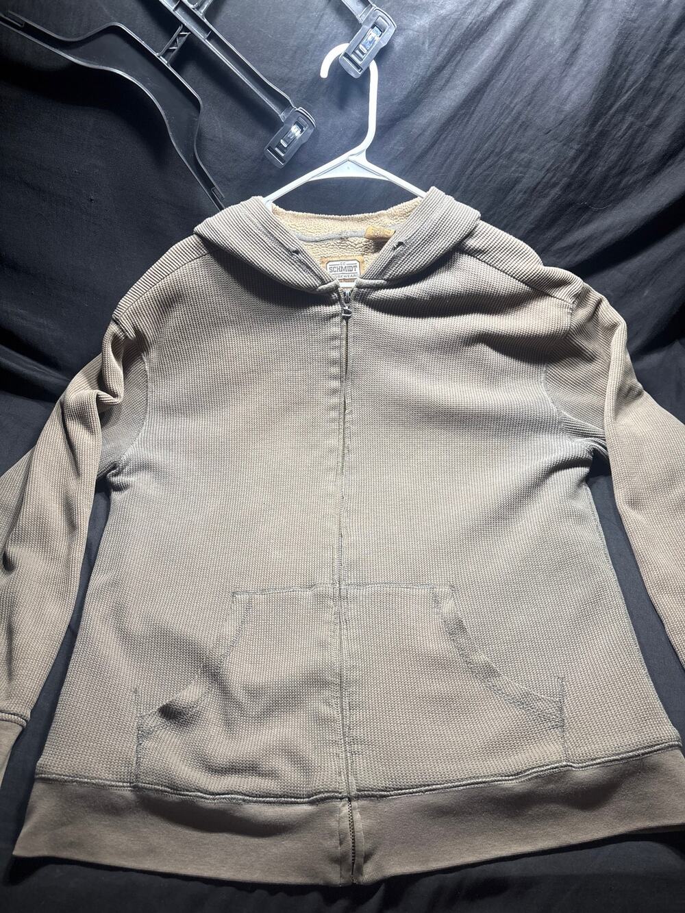 CE Schmidt Workwear Mens Thermal Fleece Lined Full Zip Hoodie Jacket Olive Green